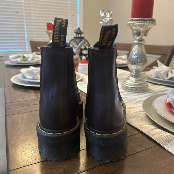 Dr. Martens 2976 Platform Chelsea Boots Burgundy Smooth Leather Size 7 Goth - Picture 7 of 11